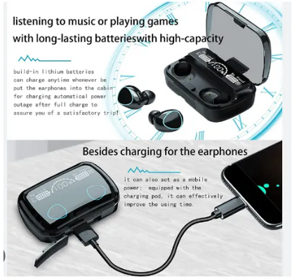 M10 TWS Bluetooth Air buds 3500mAh Power Bank Wireless Earphones with Microphone 9D Stereo Sports Waterproof Earbuds