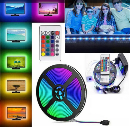 New Rgb Led Strip 5 Meter Top Quality With Remote And 12v Power Supply (multicolor)