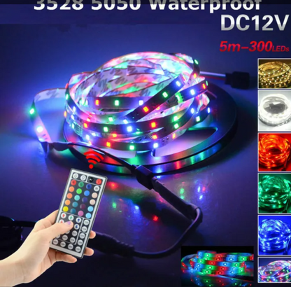 New Rgb Led Strip 5 Meter Top Quality With Remote And 12v Power Supply (multicolor)